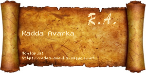 Radda Avarka névjegykártya